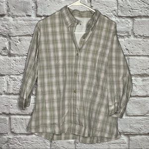 Columbia Performance‎ Fishing Gear Plaid Beige Button Top Size XL